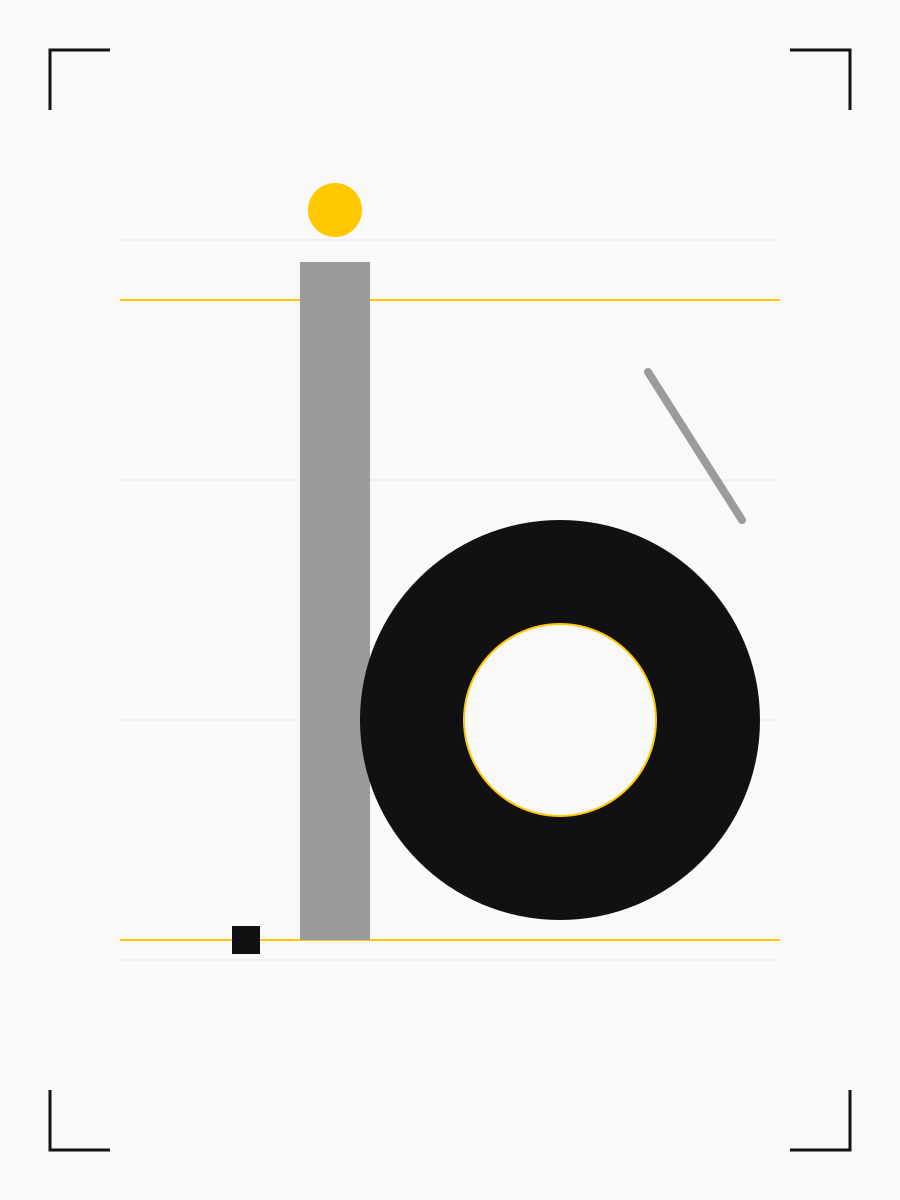 Composition typographique abstraite — anatomie de la lettre